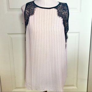 LOFT Ann Taylor Lace Polka Dot Sleeveless Blouse